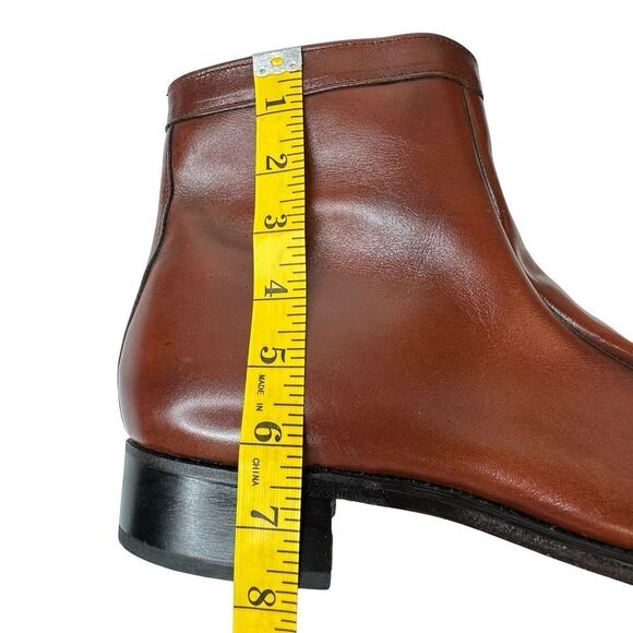 STAFFORD Never Worn Whiskey Brown Leather Ankle Zip Chelsea Boots Size 13 - Picture 10 of 17